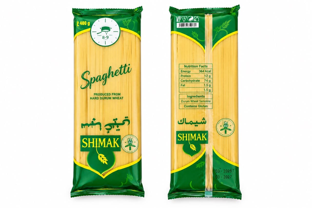 SHIMAK Spaghetti - Front and Back Packaging